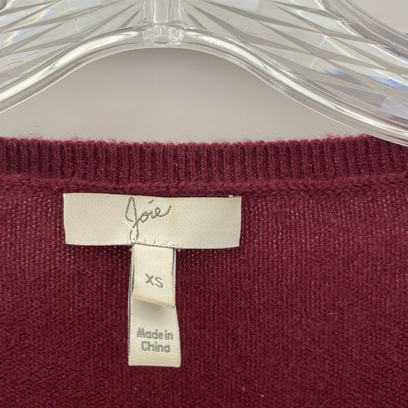 Joie Cashmere Sweater with Asymmetrical Hem: Burgundy, XS - Picture 2 of 2